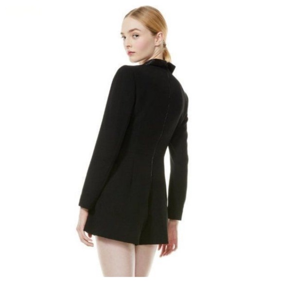 ALICE + OLIVIA Kyrie Beaded Collar Tuxedo Romper - Picture 6 of 11